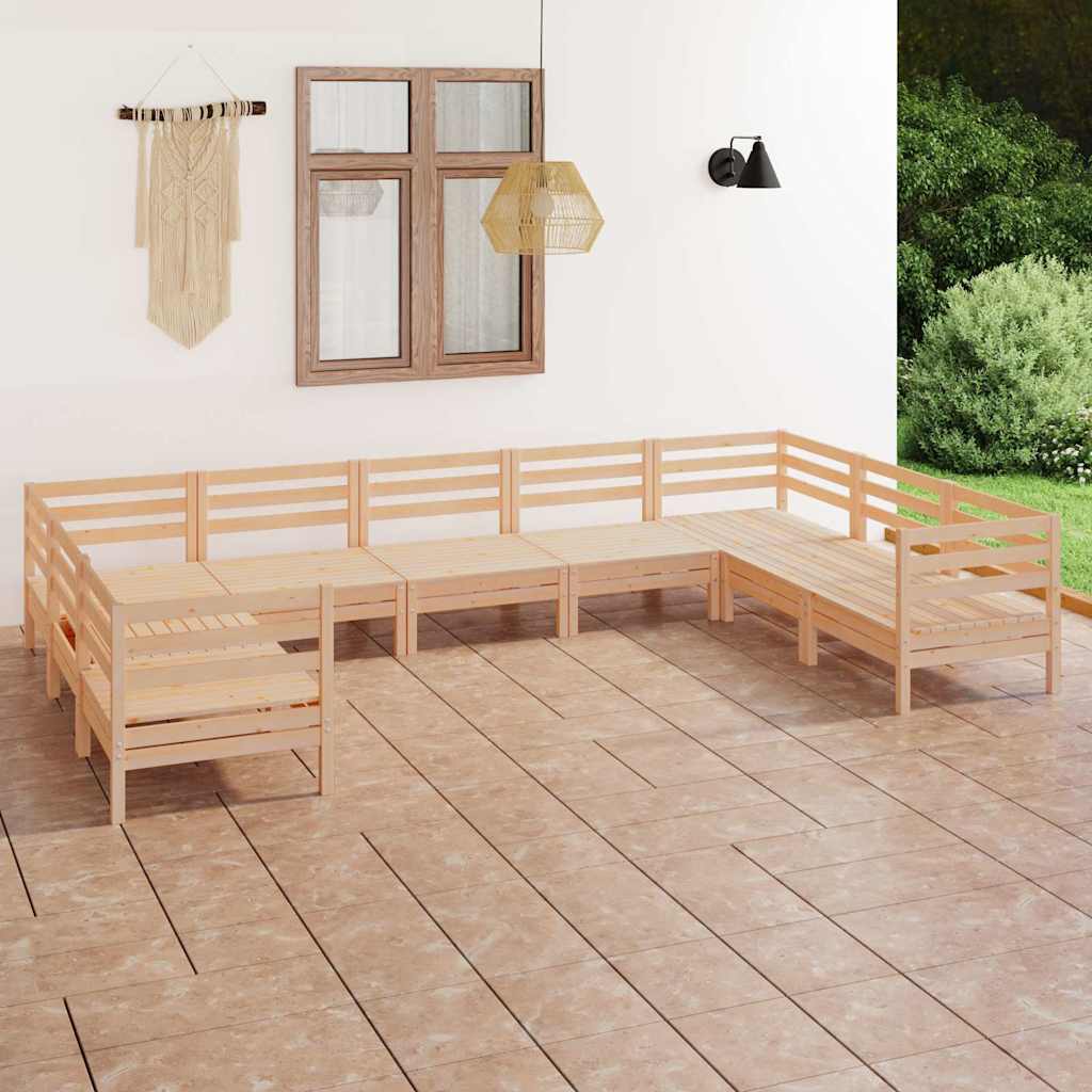 Set Salotto da Giardino 9 pz in Legno Massello di Pino