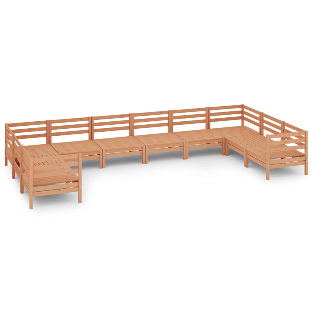 Set Salotto da Giardino 10 pz in Legno Massello di Pino Ambra