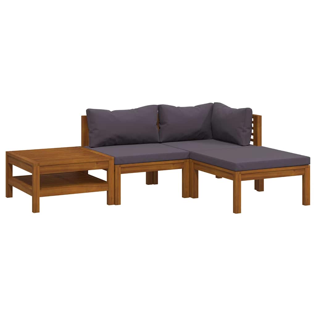 Set Divani da Giardino 4 pz con Cuscini in Massello di Acacia