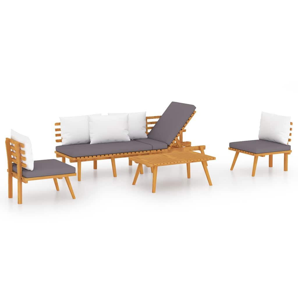Set Divani da Giardino 4 pz con Cuscini in Massello di Acacia