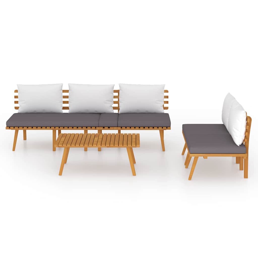 Set Divani da Giardino 4 pz con Cuscini in Massello di Acacia
