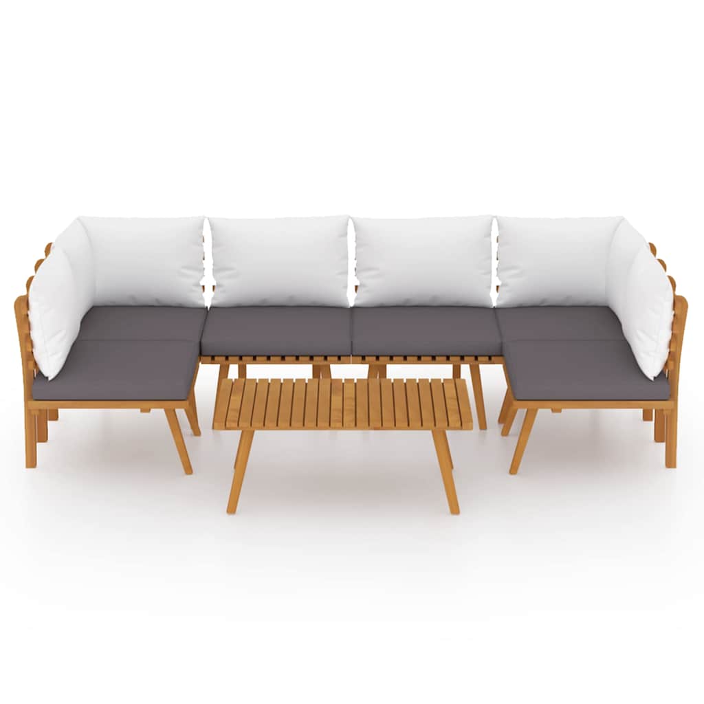 Set Divani da Giardino 7 pz con Cuscini in Massello di Acacia