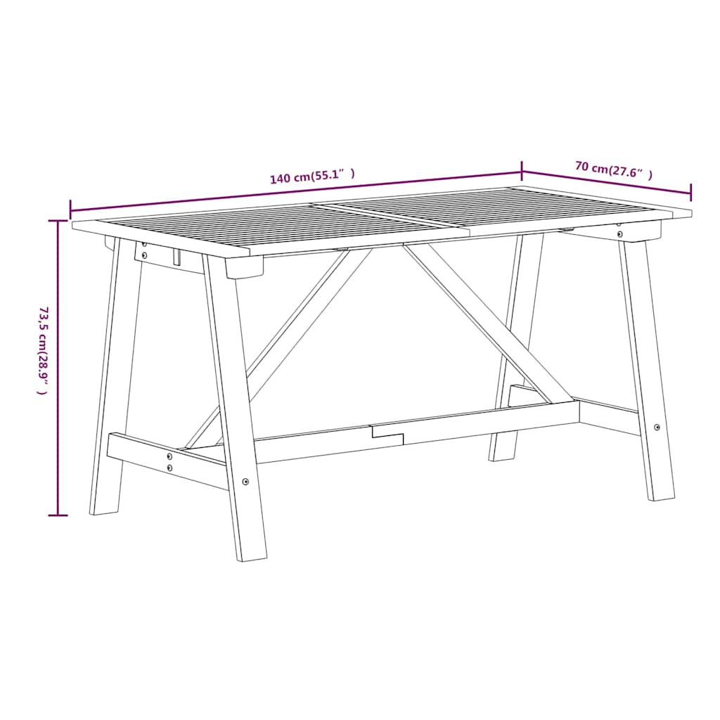 Set Mobili da Pranzo per Giardino 7 pz Legno Massello di Acacia