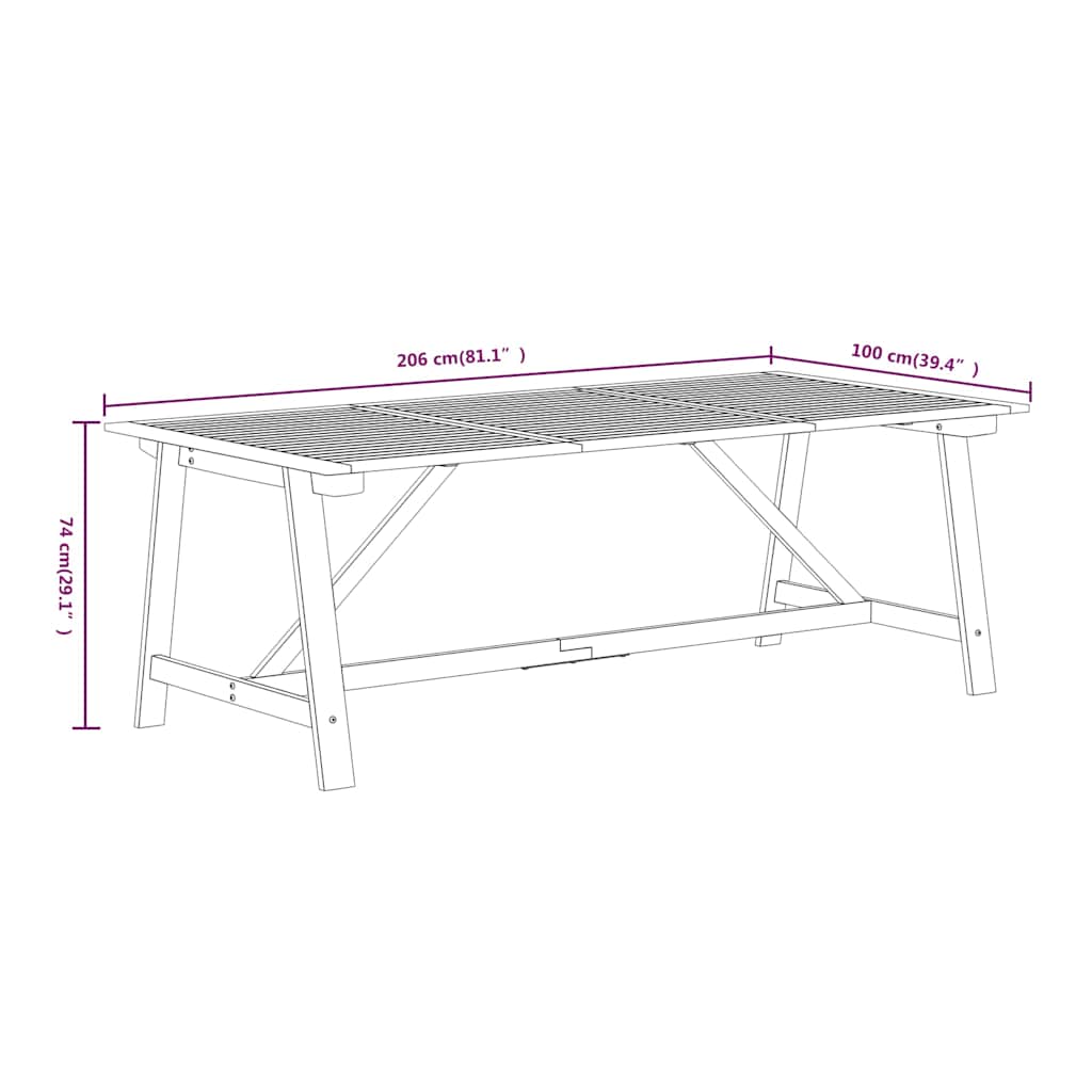 Set Mobili da Pranzo per Giardino 7 pz Legno Massello di Acacia