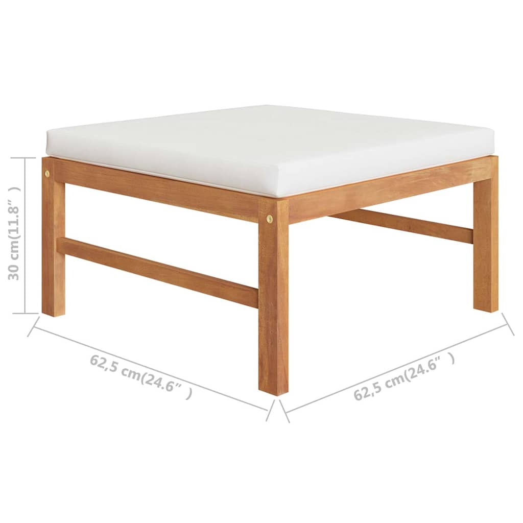 Set Divani Giardino 5pz Cuscini Crema in Legno Massello di Teak