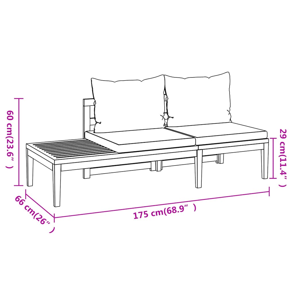 Set Divani Giardino 3 pz con Cuscini Grigio Scuro Legno Acacia