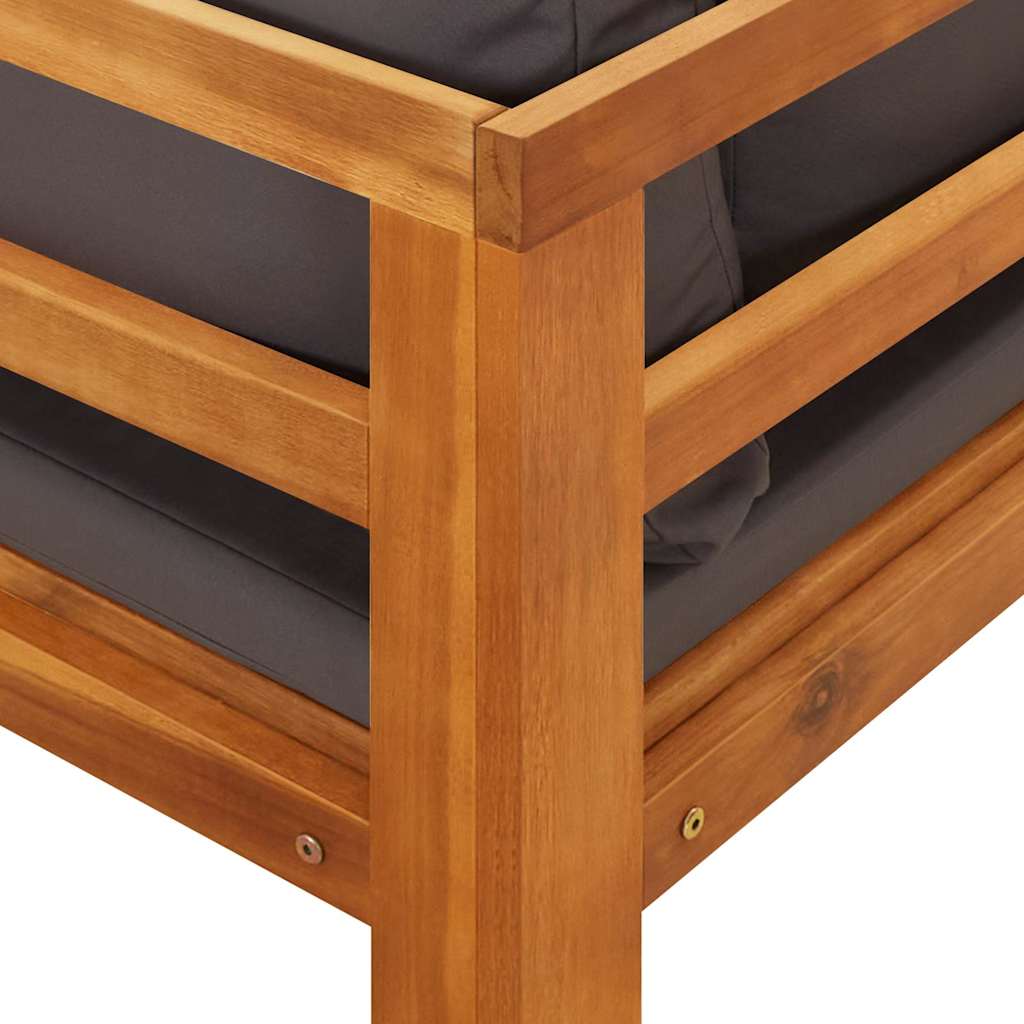 Set Divani Giardino 3 pz con Cuscini Grigio Scuro Legno Acacia