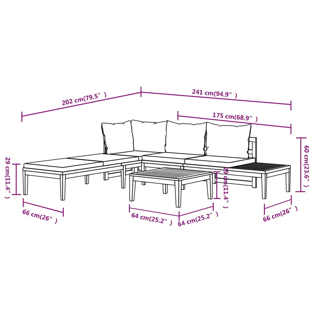 Set Divani Giardino 3 pz con Cuscini Grigio Scuro Legno Acacia