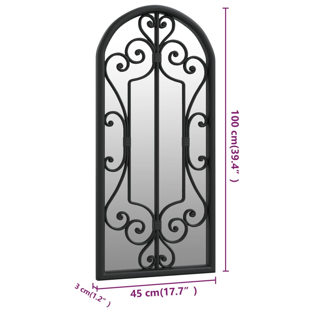 Specchio Nero 100x45 cm Ferro per Uso Interno