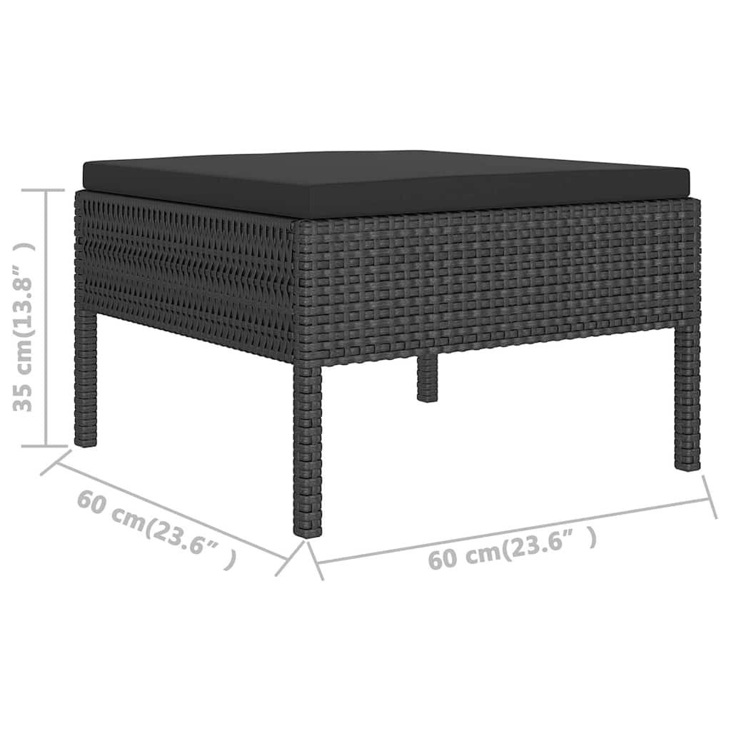 Set Divani da Giardino 6 pz con Cuscini in Polyrattan Nero