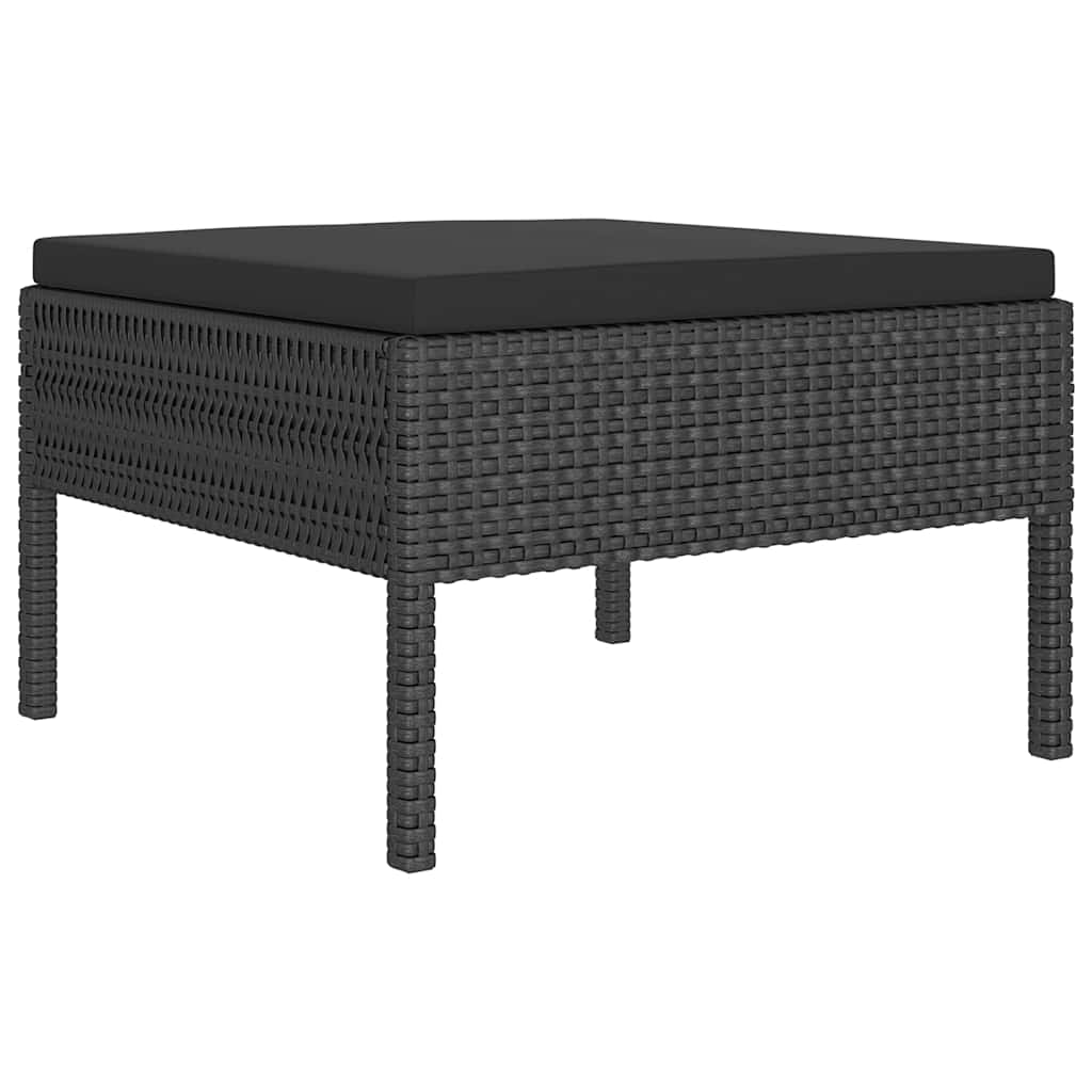 Set Divani da Giardino 6 pz con Cuscini in Polyrattan Nero
