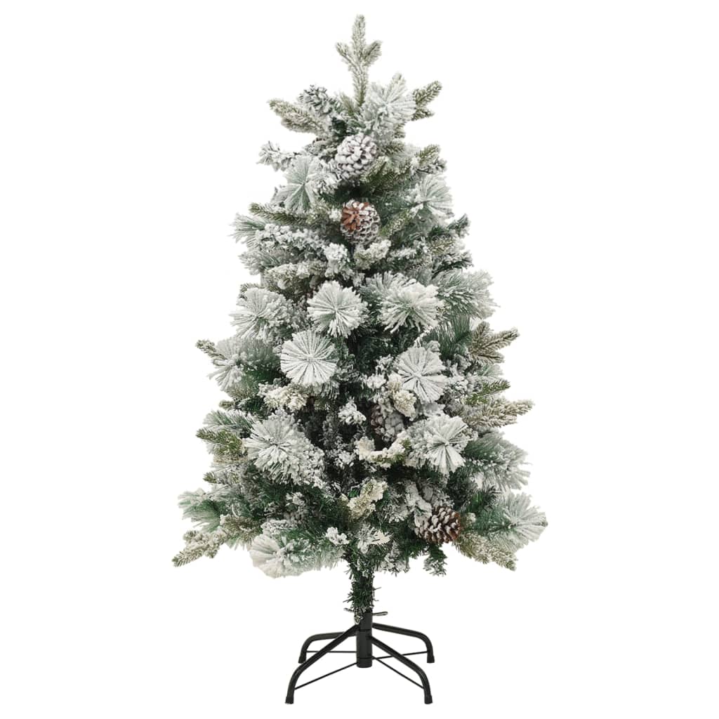 Albero di Natale Innevato Preilluminato Pigne 150cm in PVC e PE
