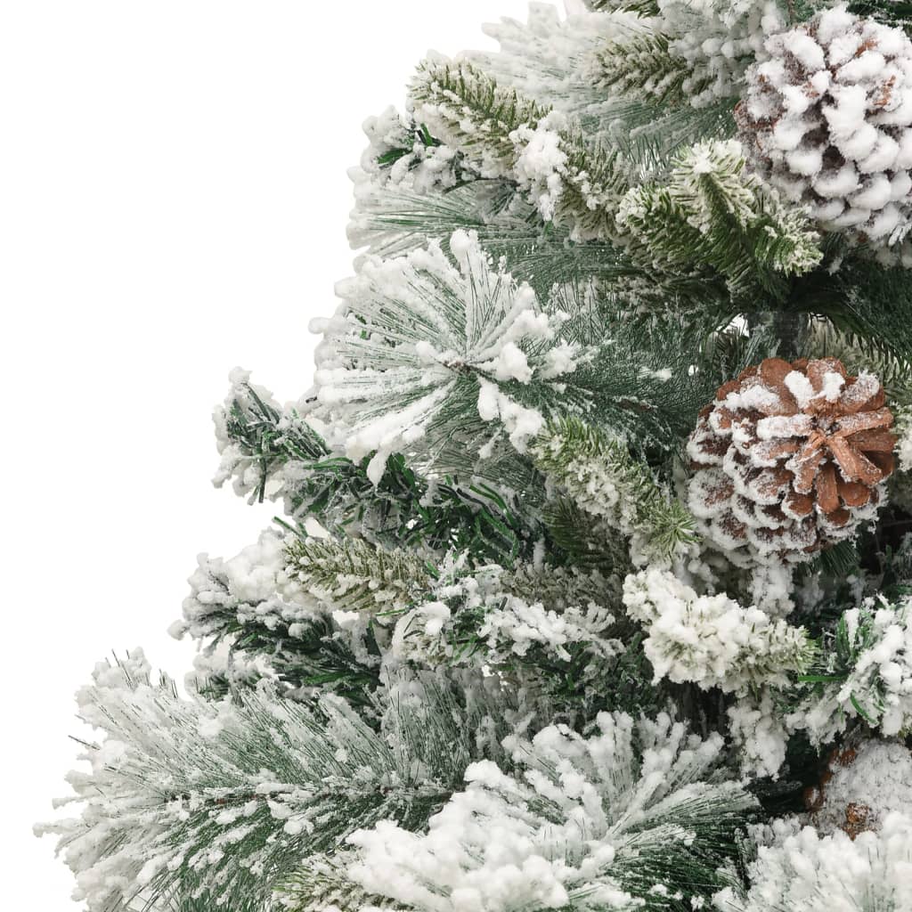 Albero di Natale Innevato Preilluminato Pigne 150cm in PVC e PE