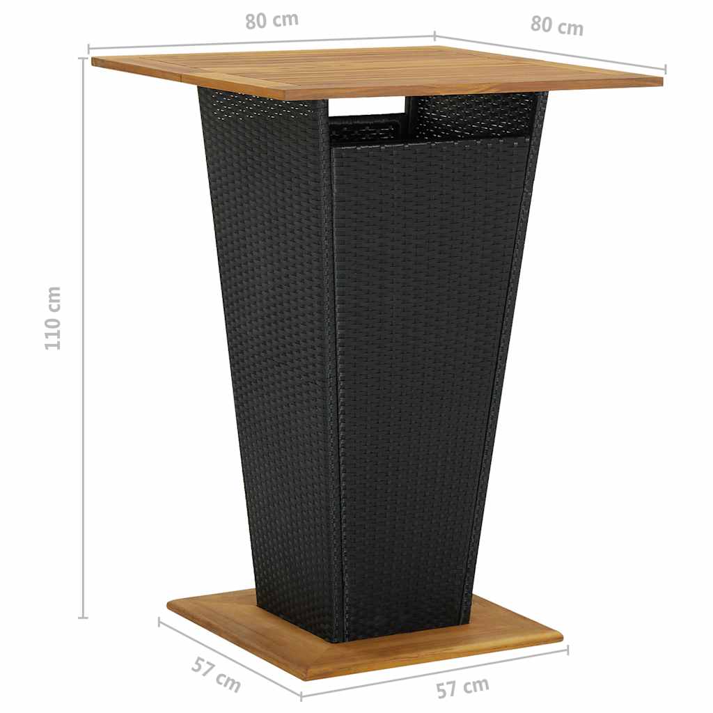 Set Bar da Giardino 5 pz con Cuscini in Polyrattan Nero