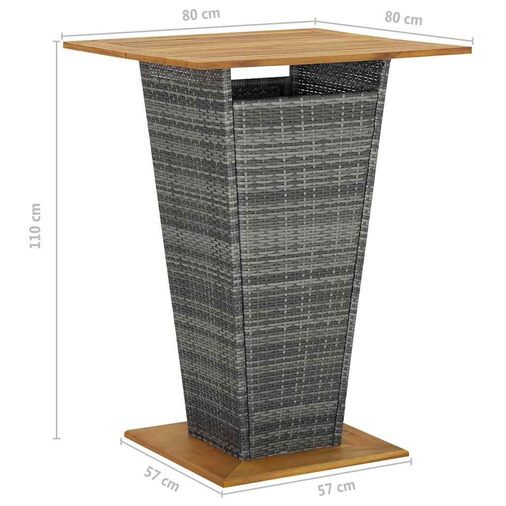 Set da Bar da Giardino 5 pz con Cuscini in Polyrattan Grigio