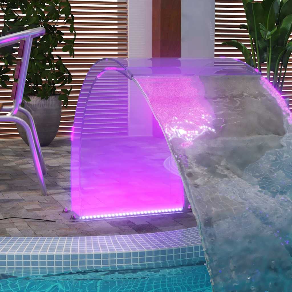 Set Fontana da Piscina con Connettore e LED RGB Acrilico 50 cm