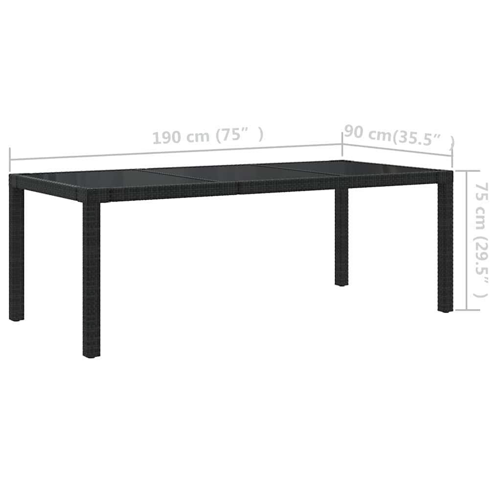 Set da Pranzo da Giardino 7 pz con Cuscini in Polyrattan Nero