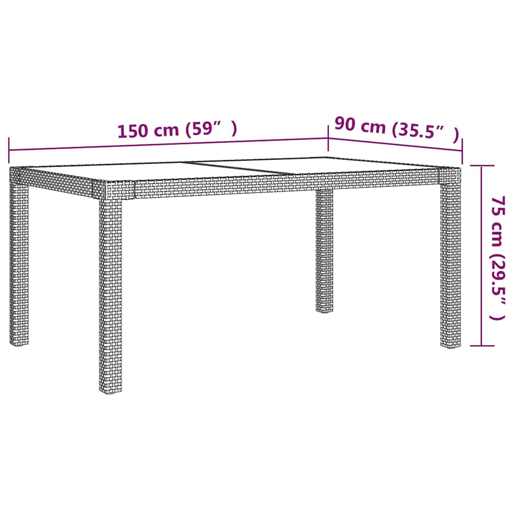 Set Mobili da Pranzo Giardino 7 pz con Cuscini Polyrattan Beige