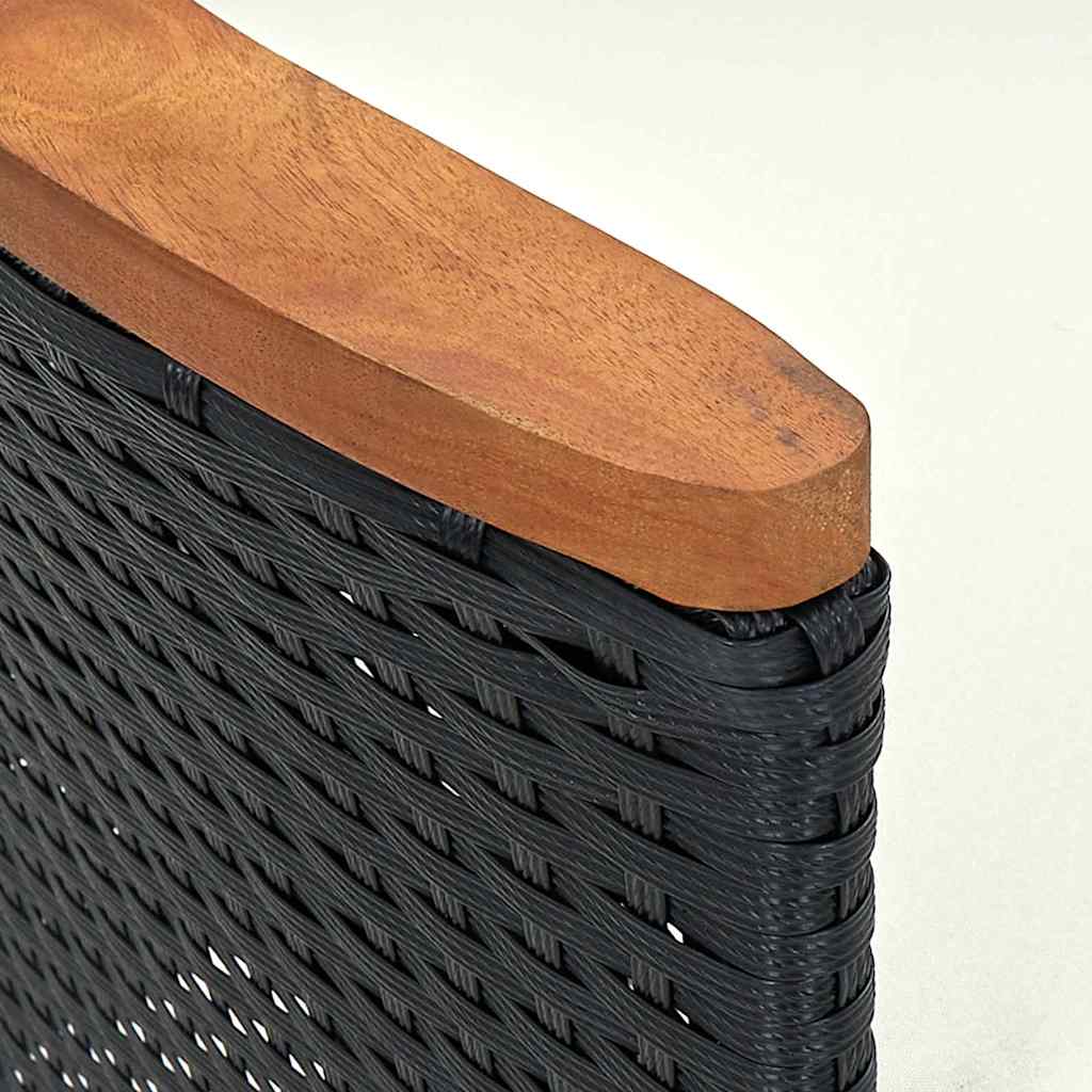 Set da Pranzo da Giardino 5 pz con Cuscini in Polyrattan Nero
