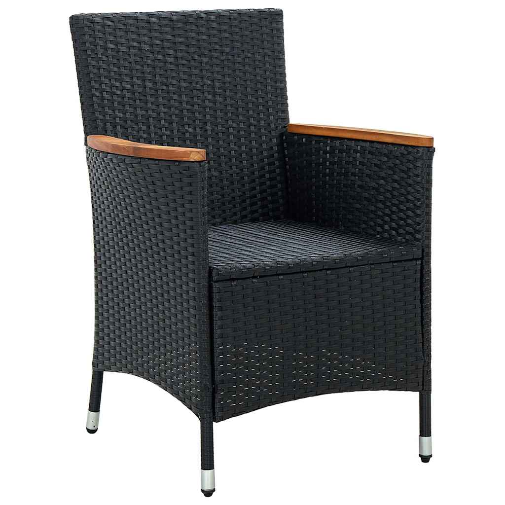 Set da Pranzo da Giardino 5 pz con Cuscini in Polyrattan Nero