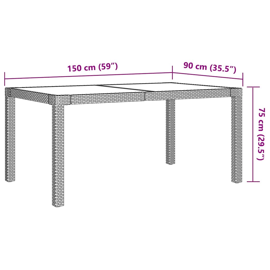 Set da Giardino 7 pz con Cuscini in Polyrattan Nero e Grigio