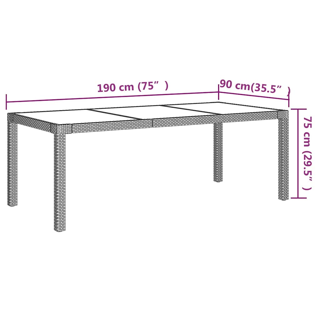 Set da Giardino 7 pz con Cuscini in Polyrattan Nero e Grigio