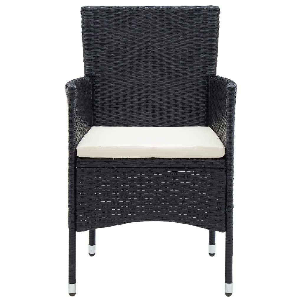 Set da Pranzo da Giardino 7 pz Nero con Cuscini in Polyrattan