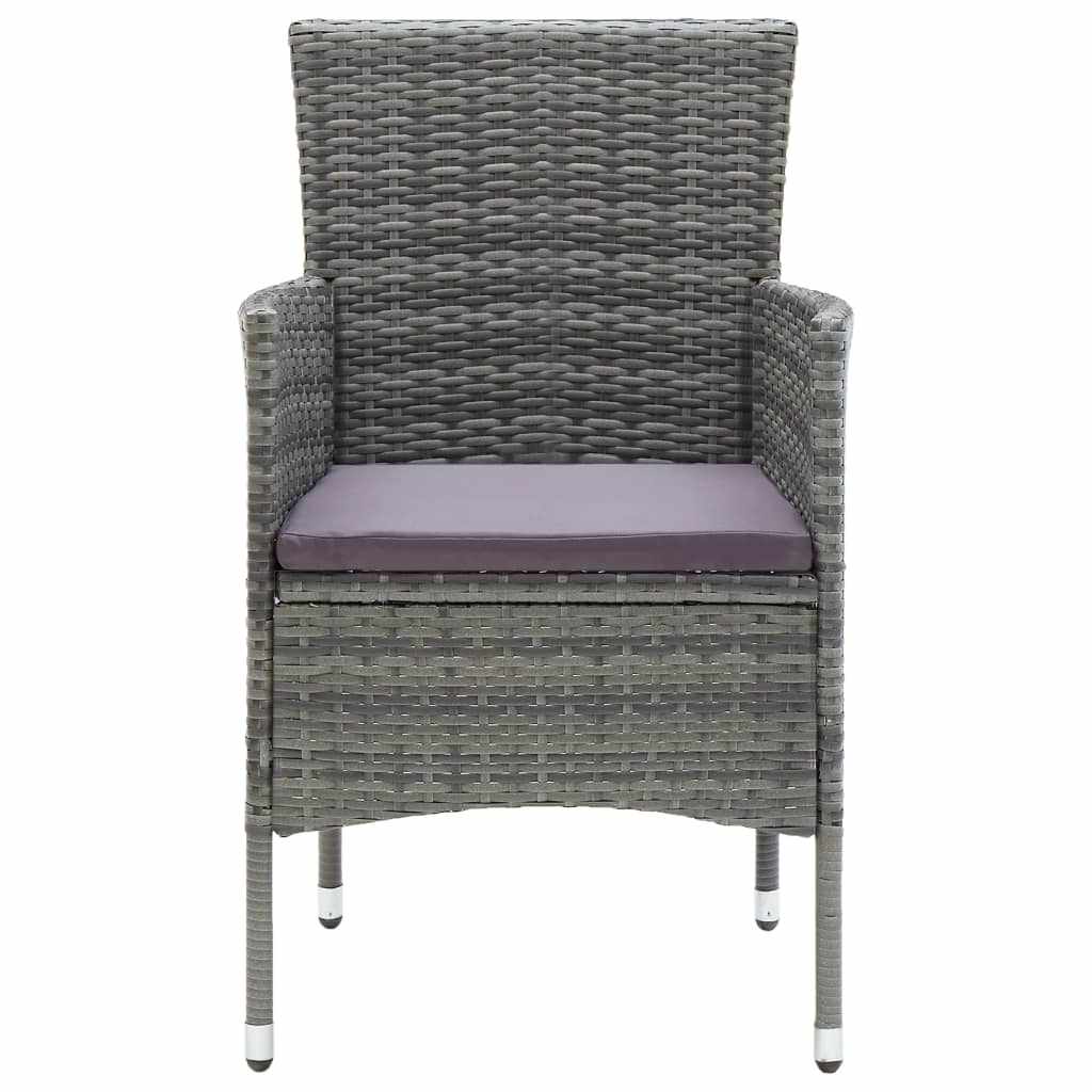 Set da Pranzo da Giardino 7 pz con Cuscini in Polyrattan Grigio