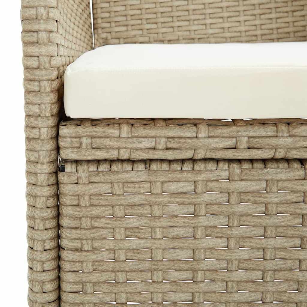 Set Pranzo da Giardino 5 pz con Cuscini in Polyrattan Beige