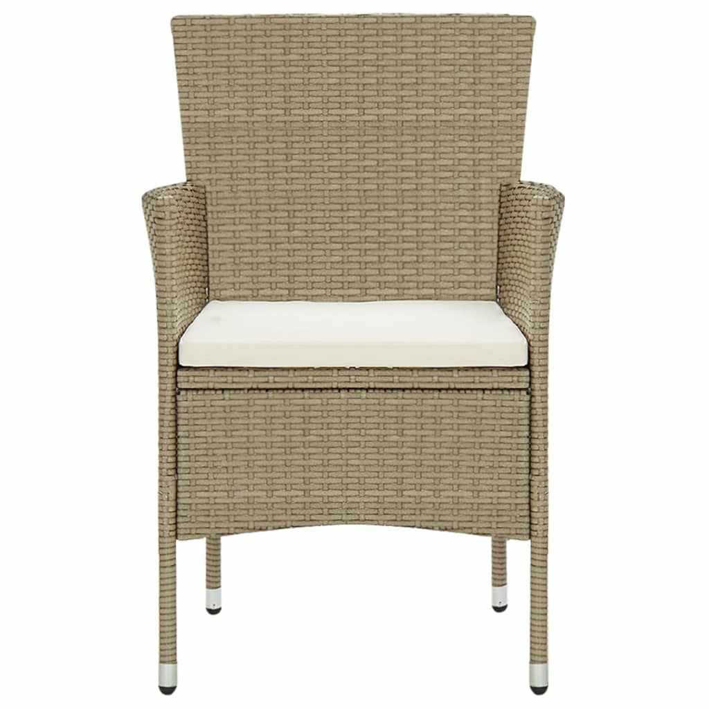 Set Pranzo da Giardino 5 pz con Cuscini in Polyrattan Beige