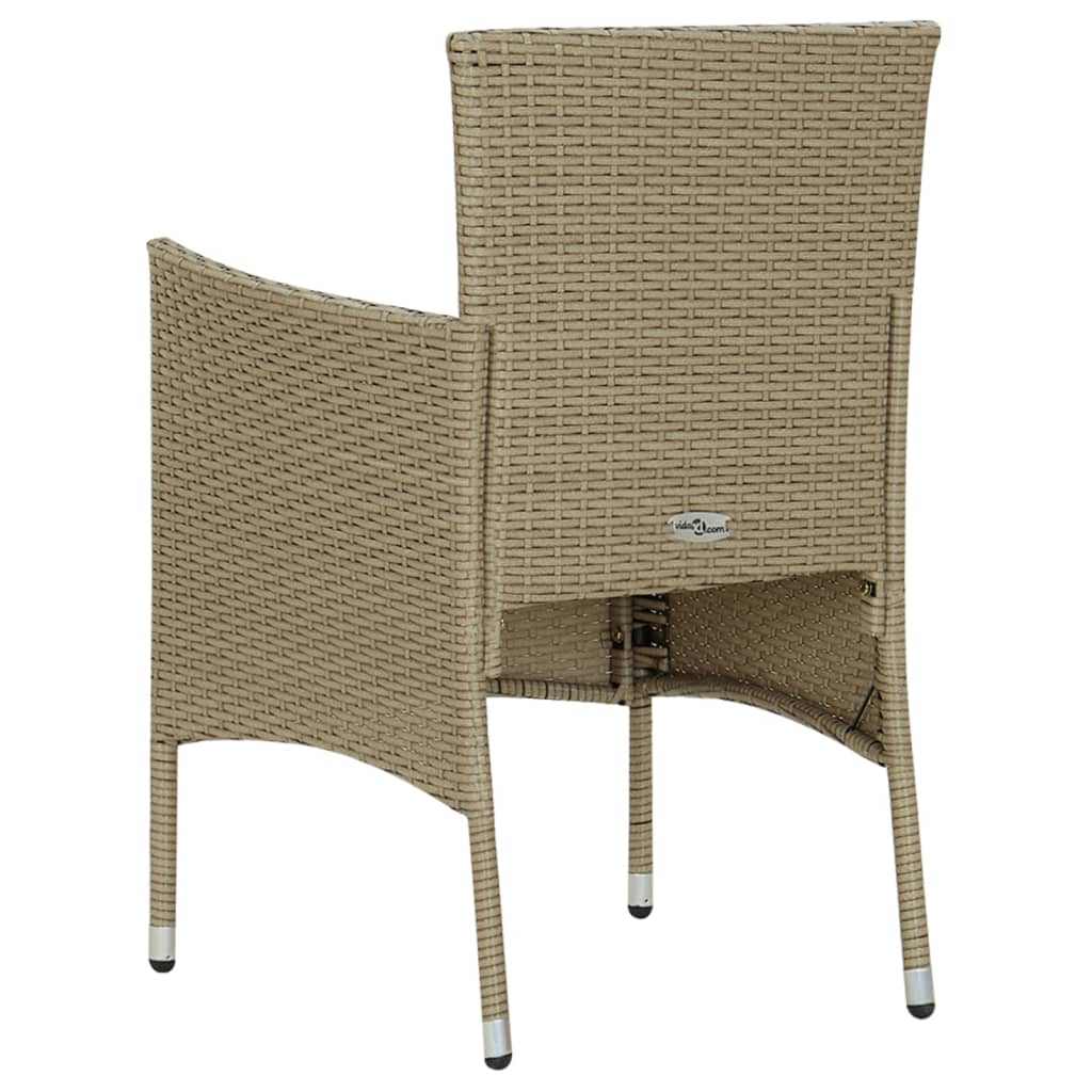 Set Pranzo da Giardino 5 pz con Cuscini in Polyrattan Beige