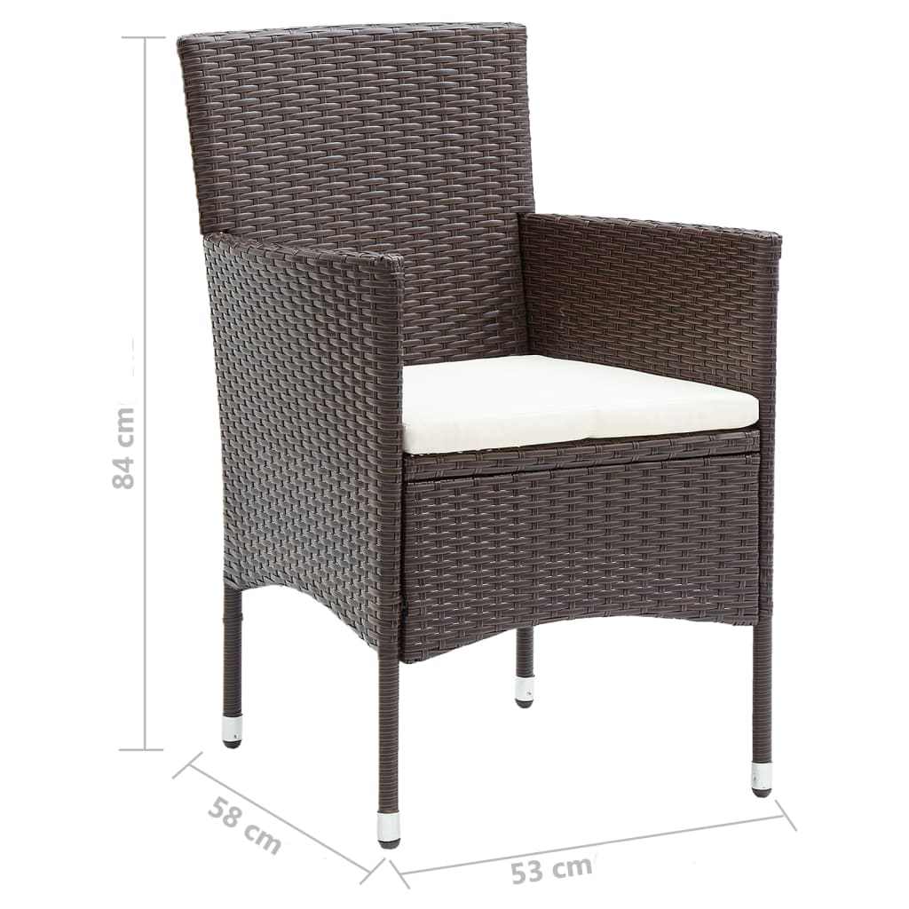 Set da Pranzo per Giardino 5 pz con Cuscini Polyrattan Marrone