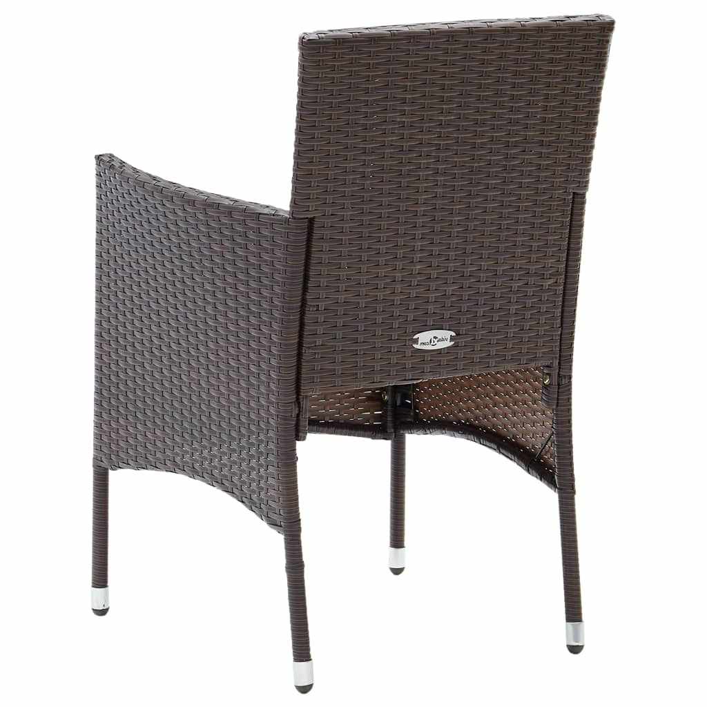 Set da Pranzo per Giardino 5 pz con Cuscini Polyrattan Marrone
