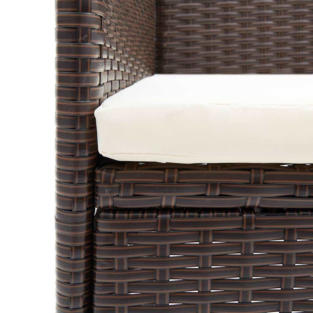 Set da Pranzo per Giardino 5 pz con Cuscini Polyrattan Marrone