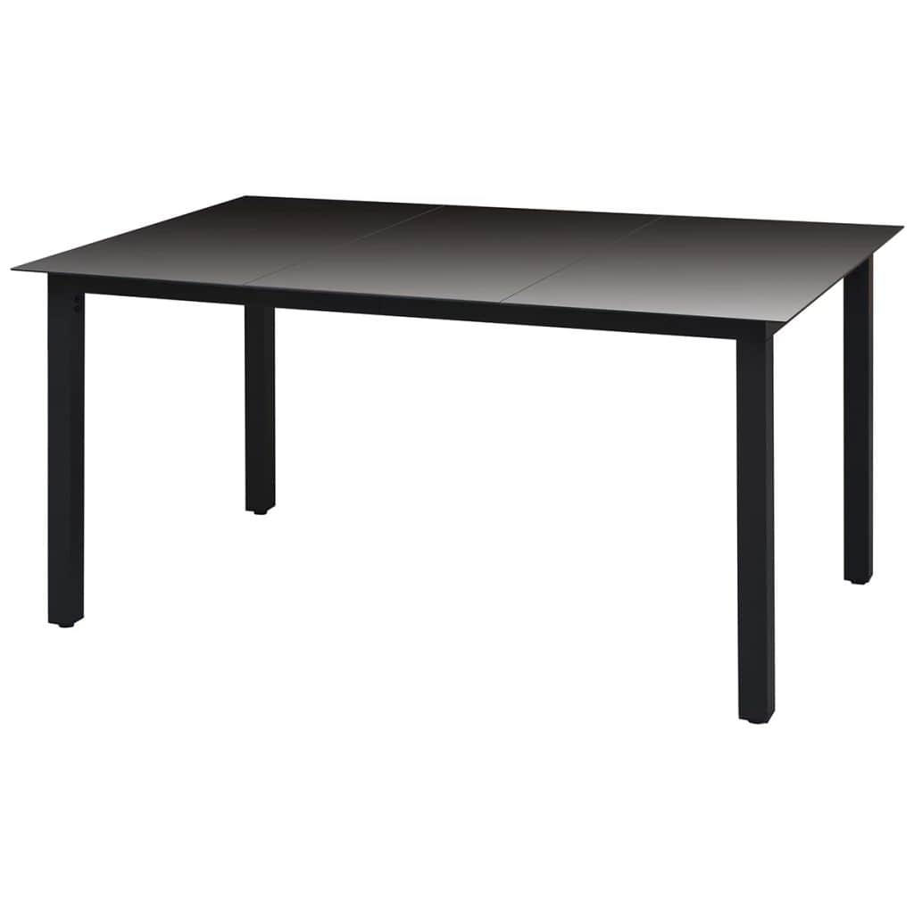 Set da Pranzo per Giardino 7 pz con Cuscini Polyrattan Nero