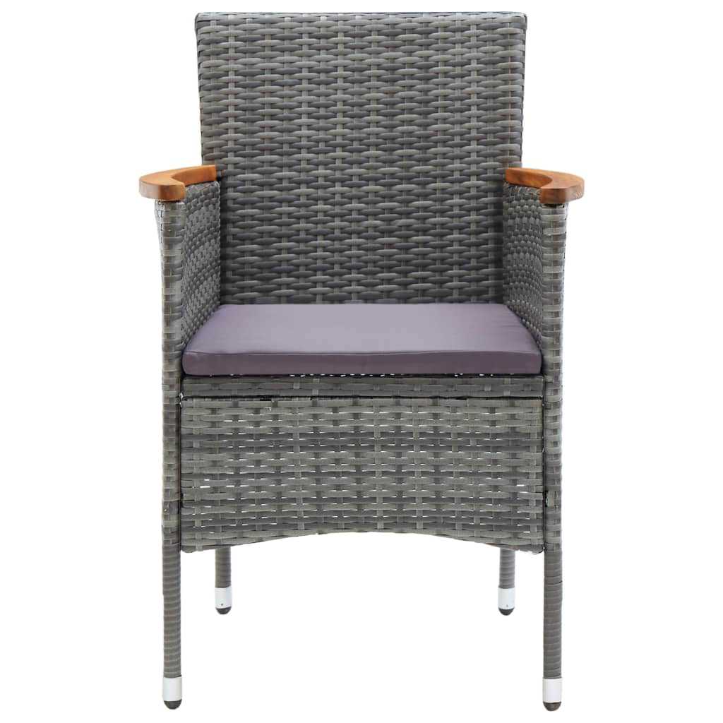 Set da Pranzo per Giardino 5 pz con Cuscini Polyrattan Grigio