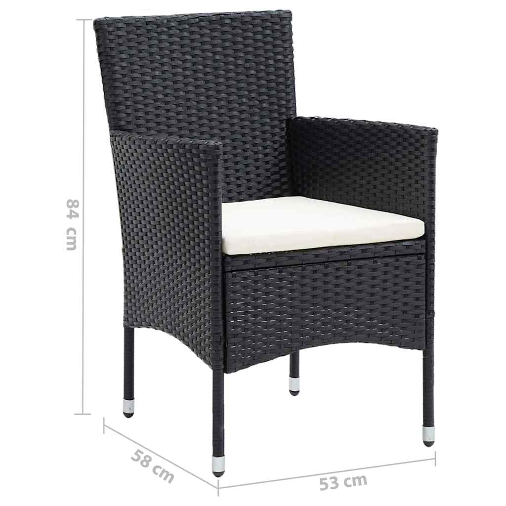 Set da Pranzo per Giardino 5 pz con Cuscini Polyrattan Nero