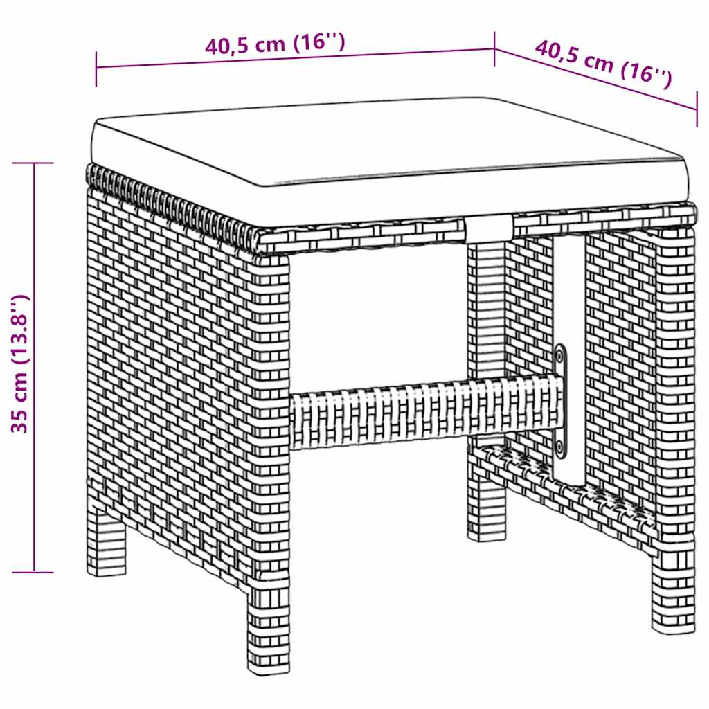Set da Pranzo da Giardino 5 pz con Cuscini in Polyrattan Nero