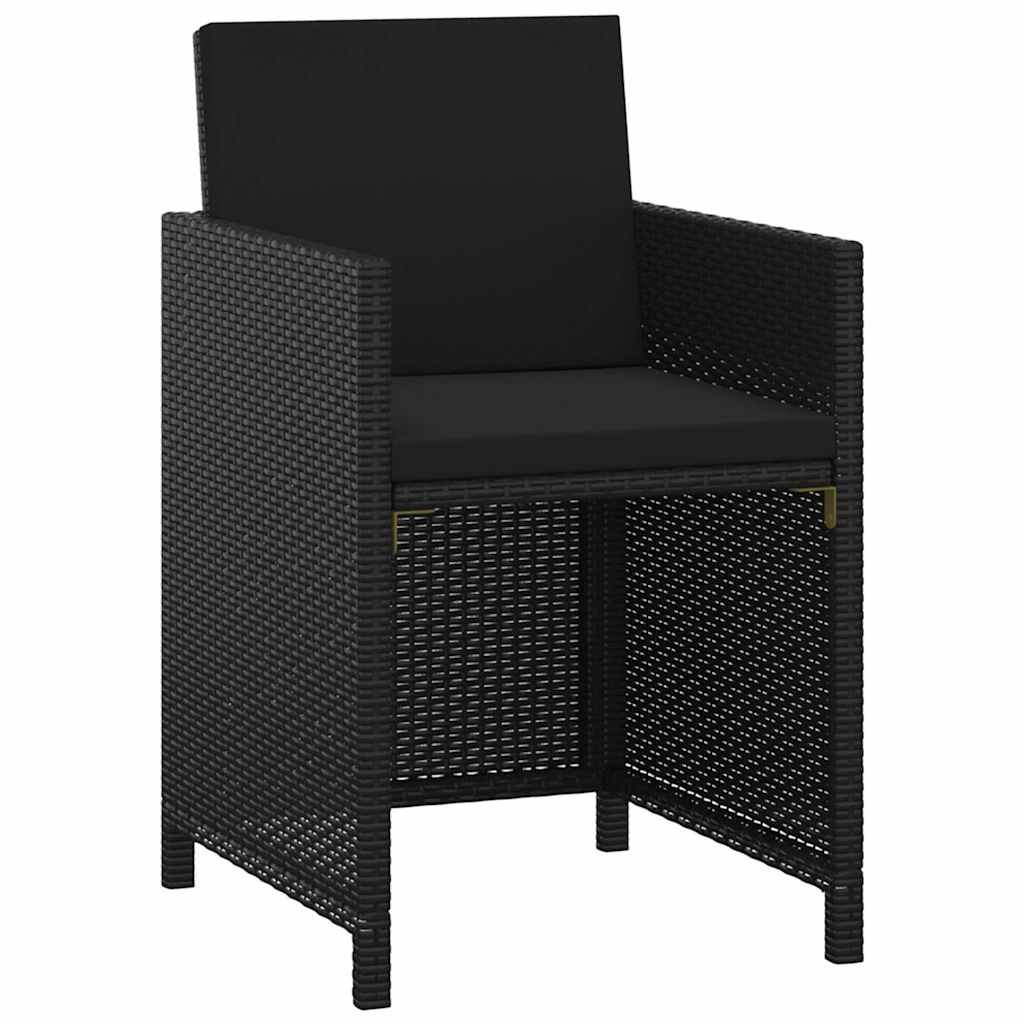 Set da Pranzo da Giardino 5 pz con Cuscini in Polyrattan Nero