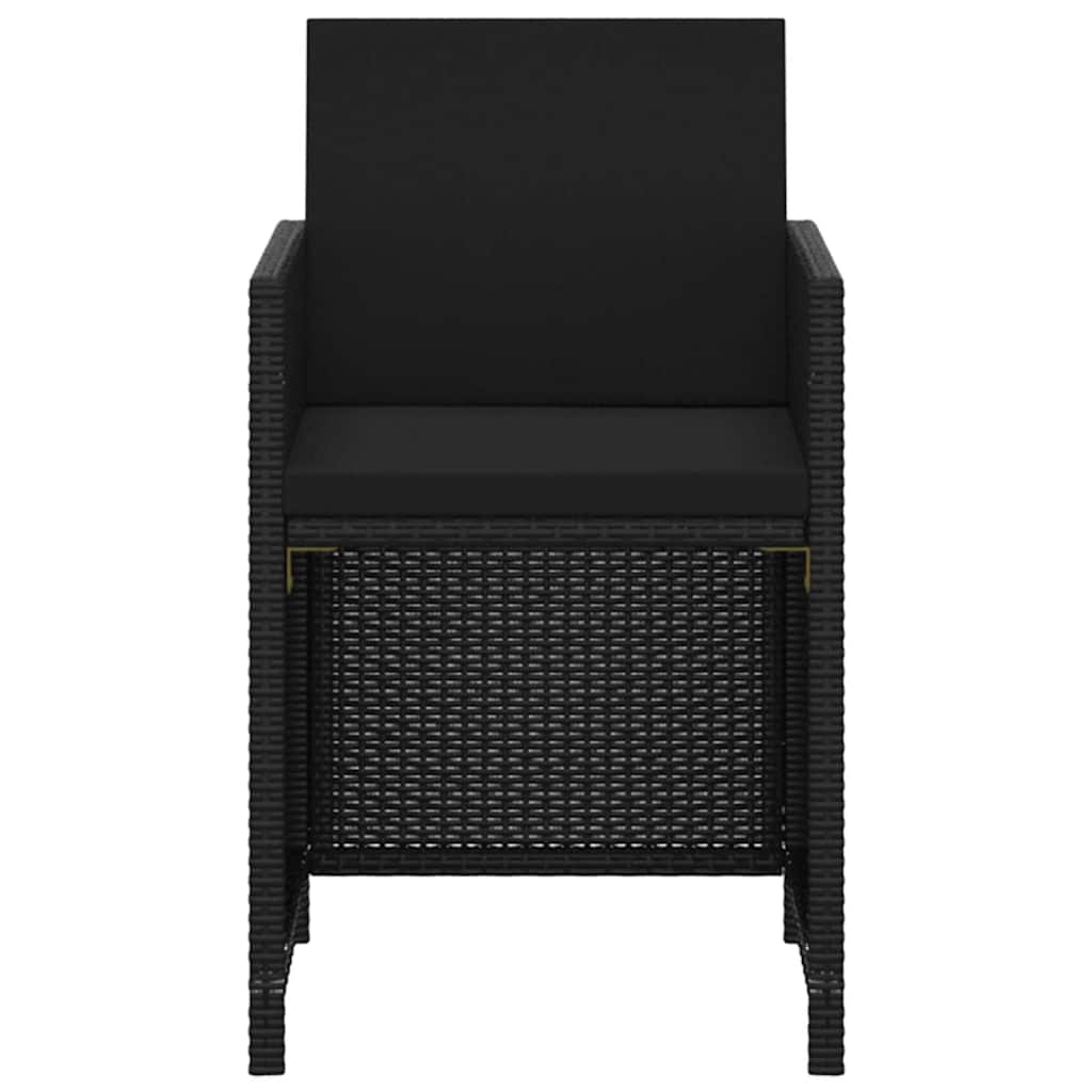 Set da Pranzo da Giardino 5 pz con Cuscini in Polyrattan Nero