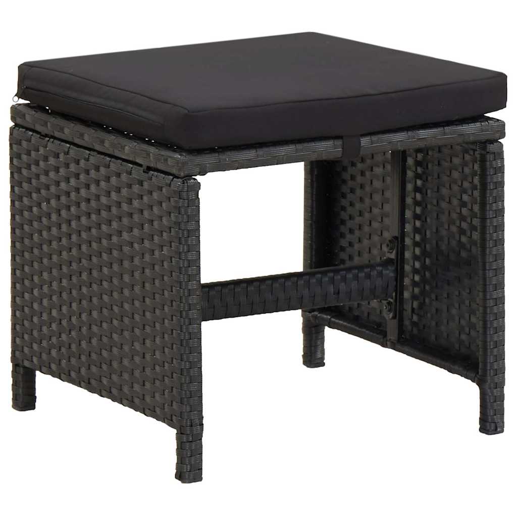 Set da Pranzo da Giardino 5 pz con Cuscini in Polyrattan Nero