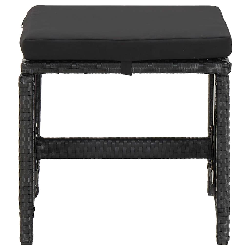 Set da Pranzo da Giardino 5 pz con Cuscini in Polyrattan Nero