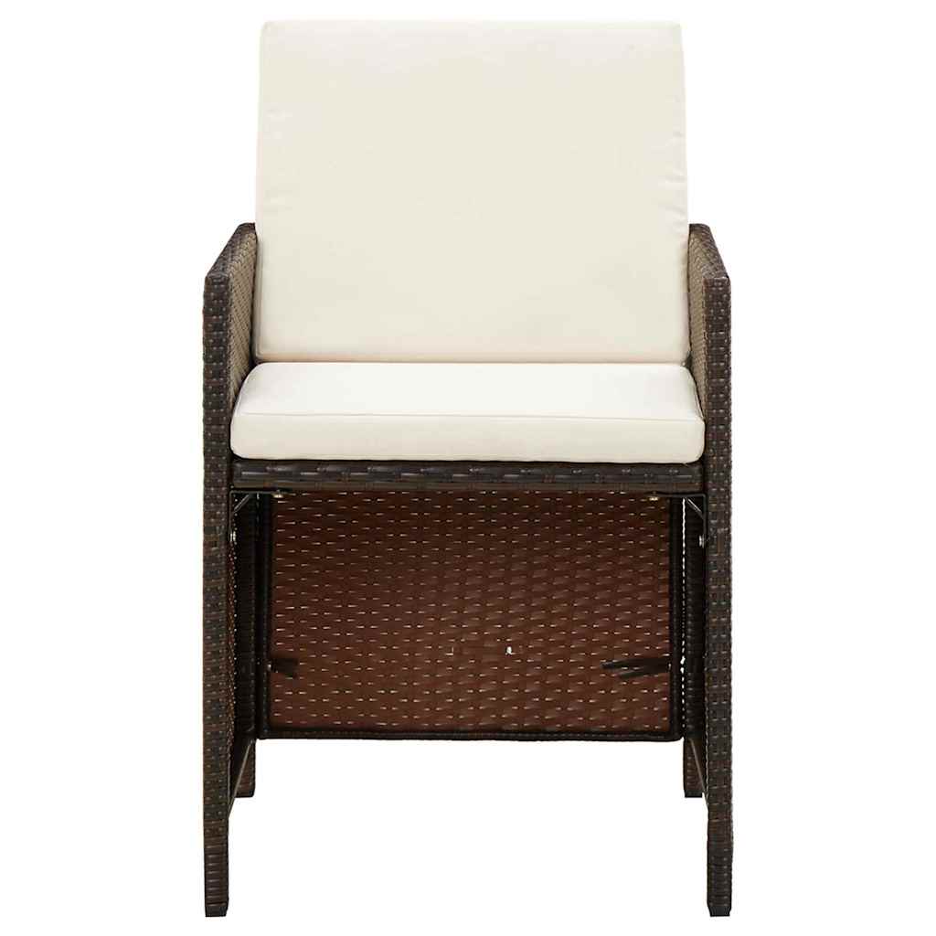 Set Divani da Giardino 9 pz con Cuscini in Polyrattan Marrone