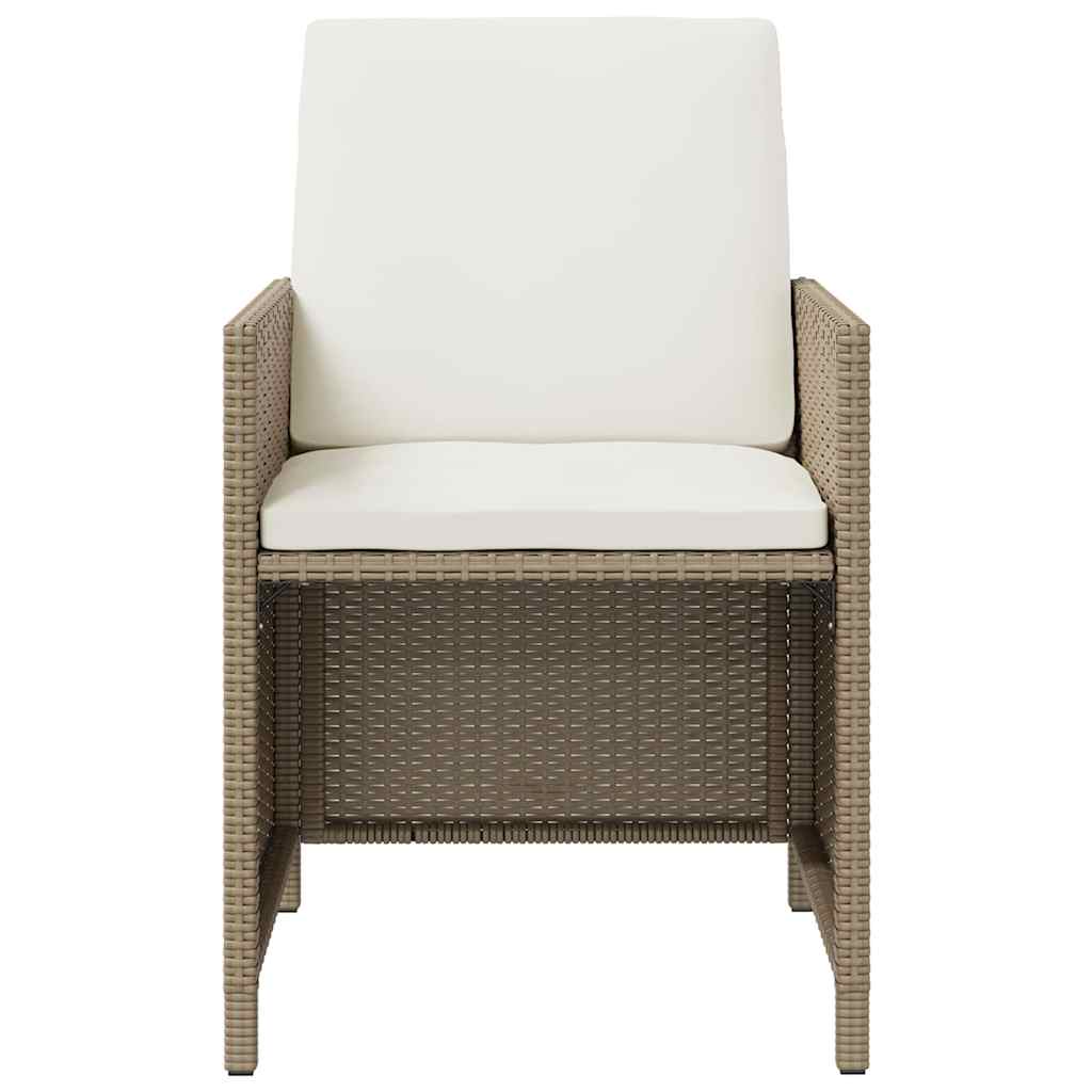 Set da Pranzo da Giardino 9 pz con Cuscini in Polyrattan Beige