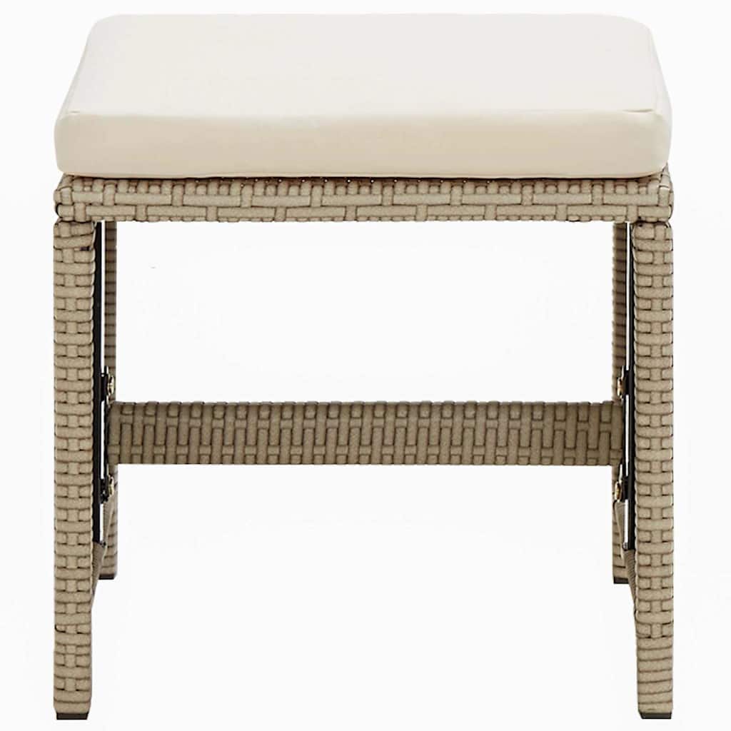 Set da Pranzo da Giardino 9 pz con Cuscini in Polyrattan Beige