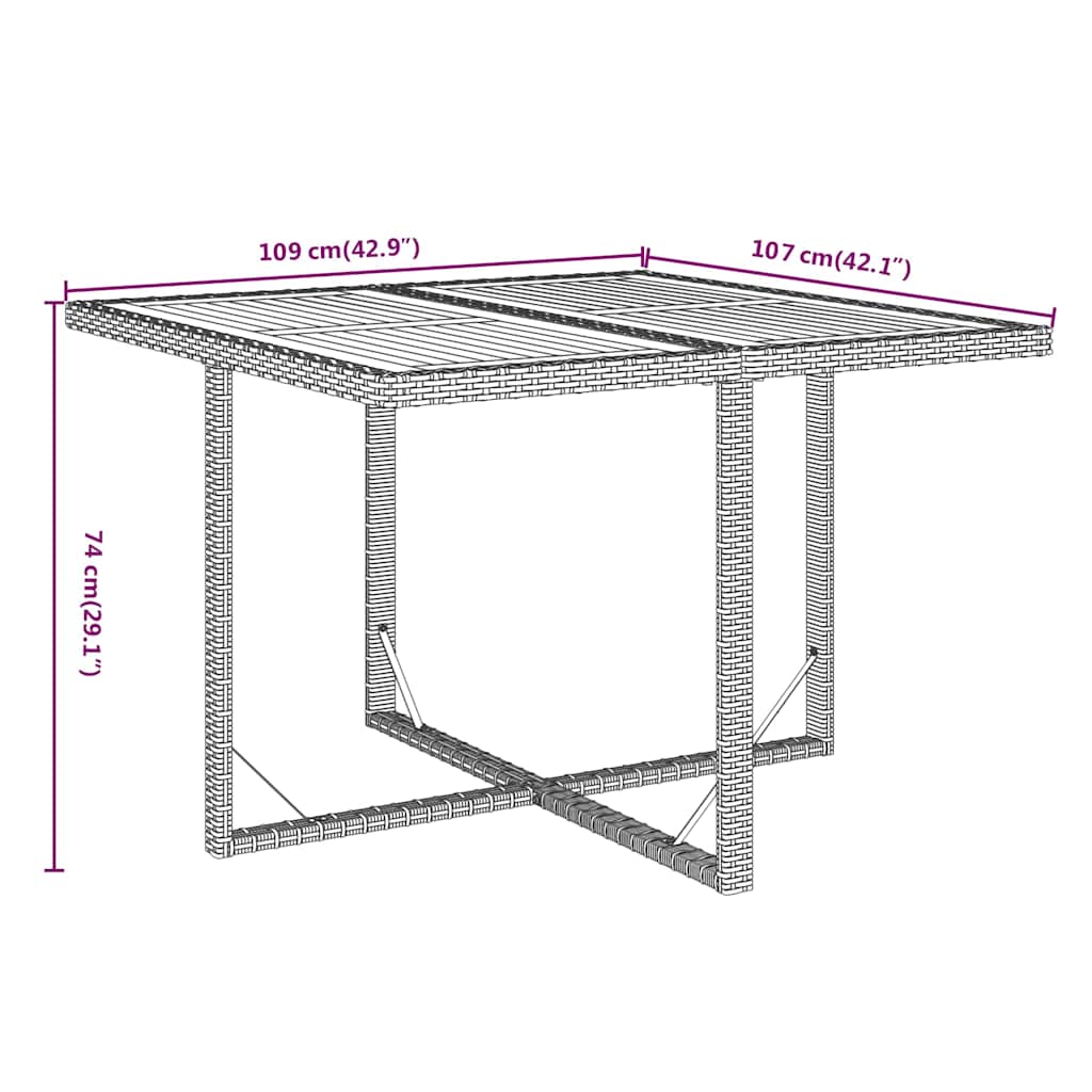 Set Pranzo da Giardino 9 pz con Cuscini in Polyrattan Grigio