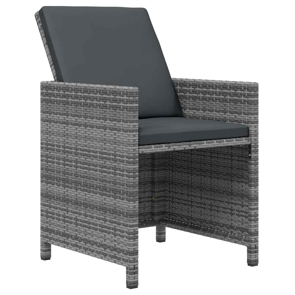 Set Pranzo da Giardino 9 pz con Cuscini in Polyrattan Grigio
