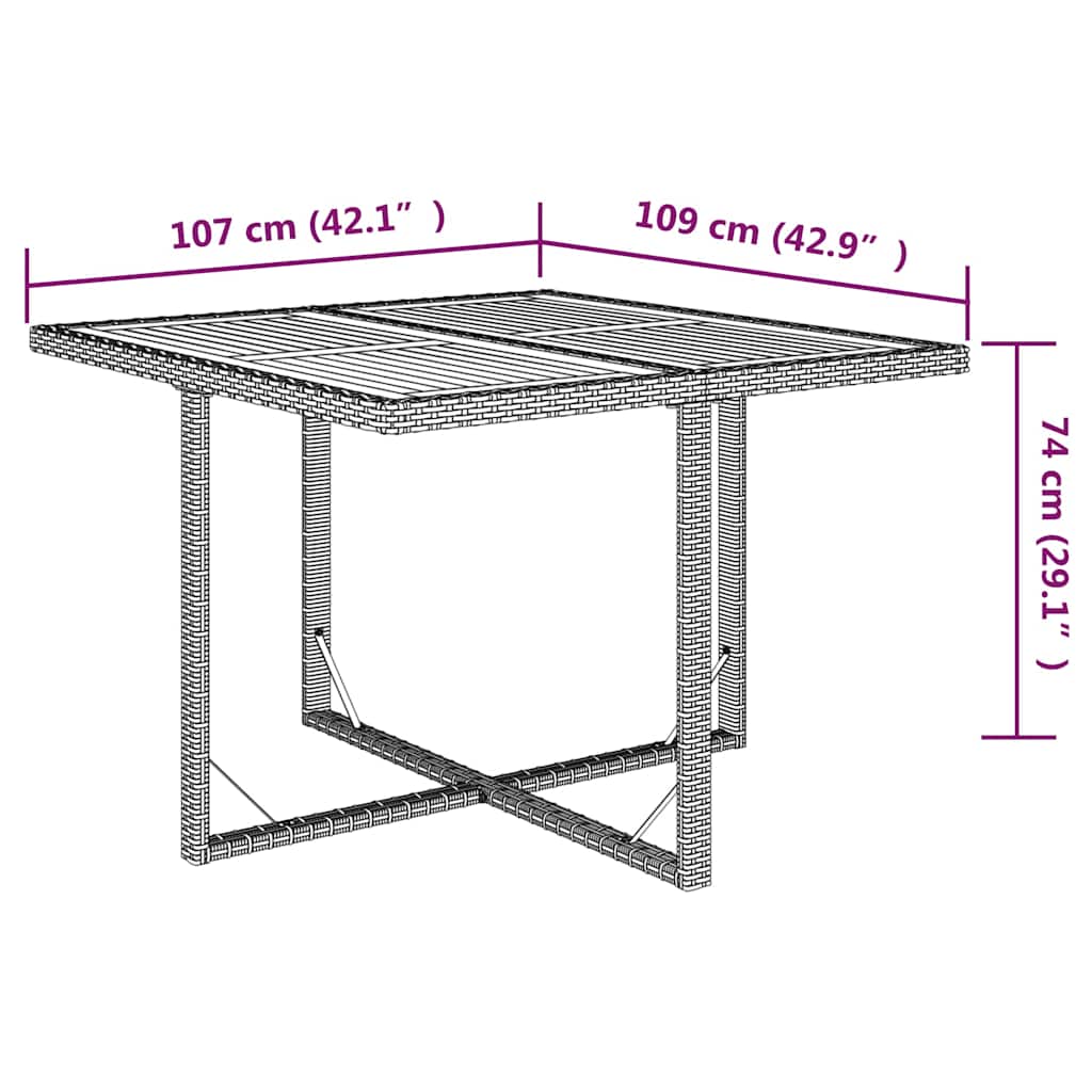 Set da Pranzo da Giardino 9 pz con Cuscini in Polyrattan Beige