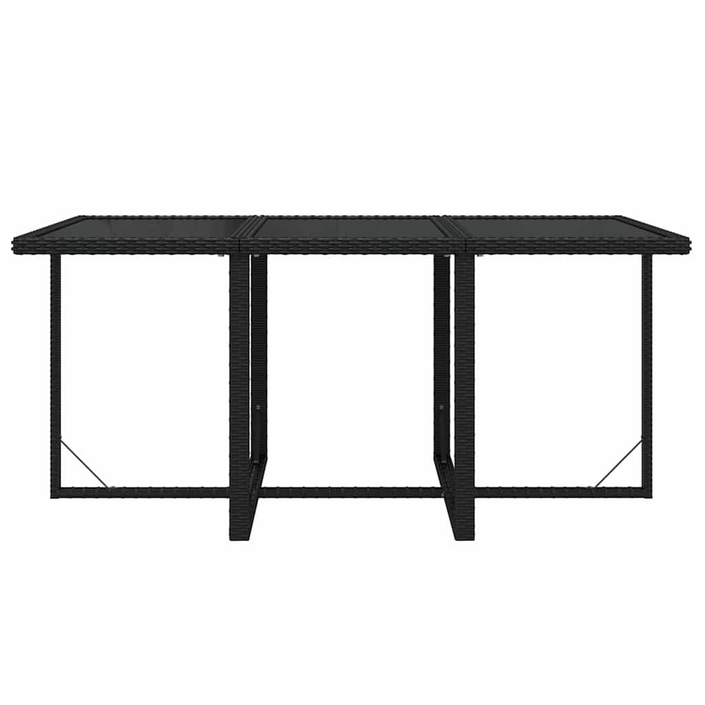 Set da Pranzo da Giardino 7 pz Nero con Cuscini in Polyrattan