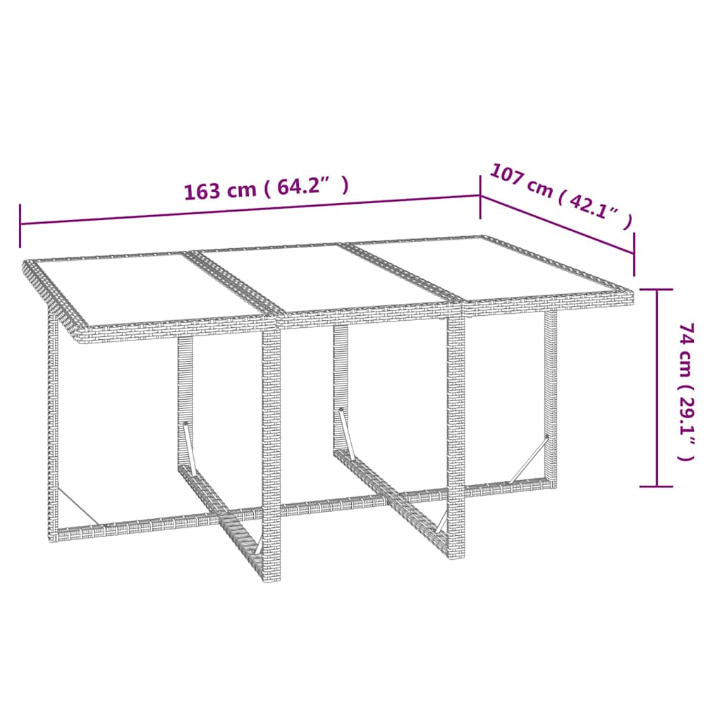 Set da Pranzo da Giardino 7 pz con Cuscini in Polyrattan Beige